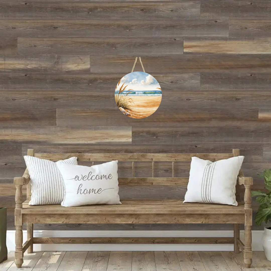 Beach Grass Round Hanging Door Sign - Door Sign
