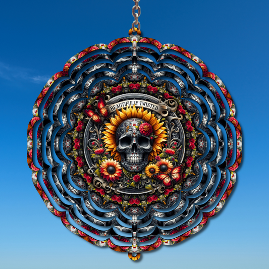 Beautifully Twisted Skull Wind Spinner