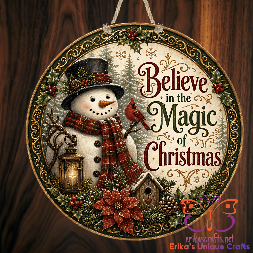 Believe In The Magic Of Christmas Round Metal Door Sign