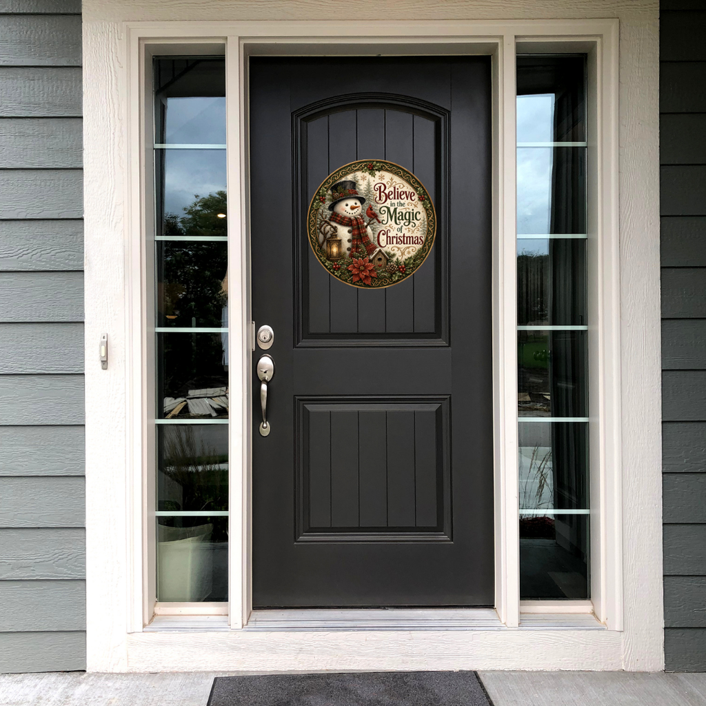 Believe In The Magic Of Christmas Round Metal Door Sign