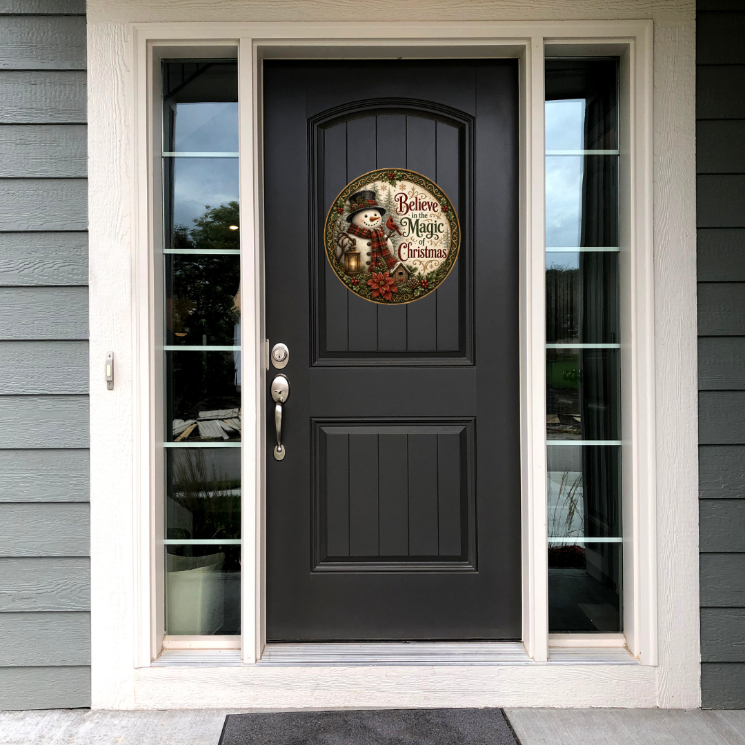 Believe In The Magic Of Christmas Round Metal Door Sign