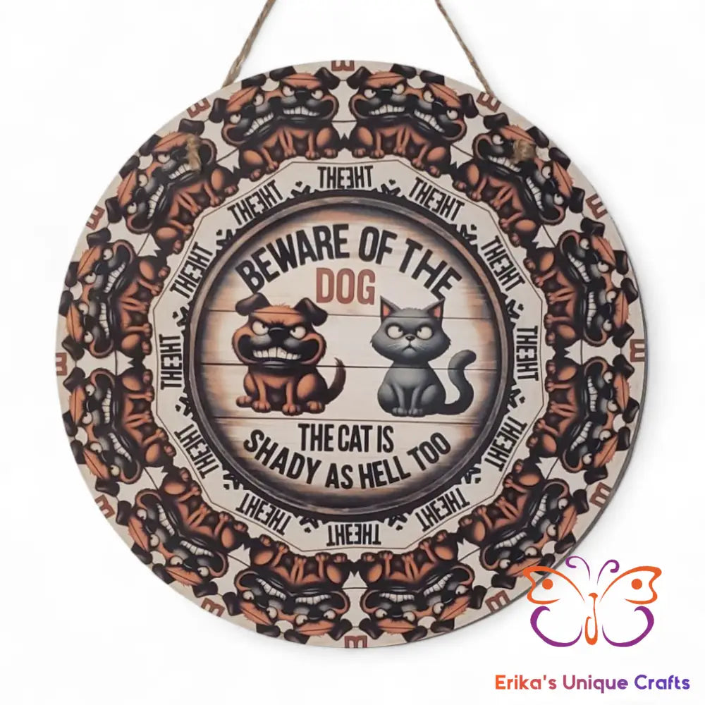 Beware of the Dog Round Hanging Door Sign Door Sign