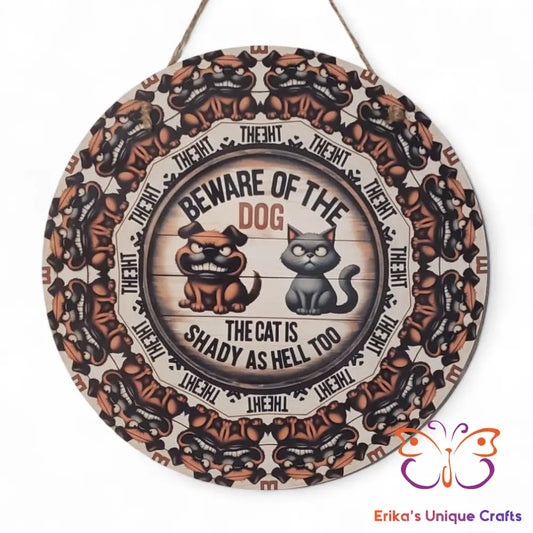 Beware of the Dog Round Hanging Door Sign Door Sign