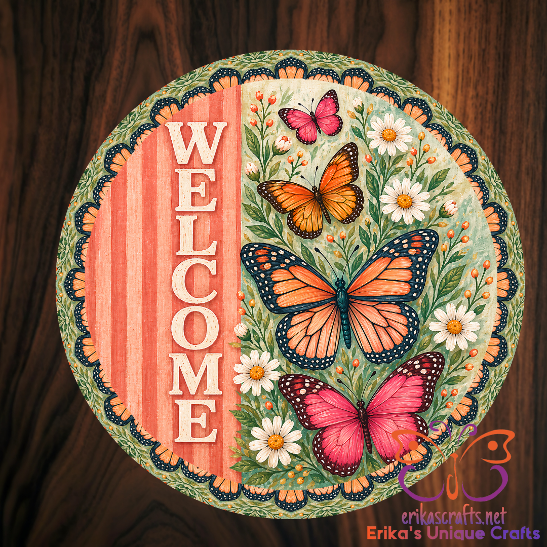 Butterfly Welcome Door Sign - Door Sign
