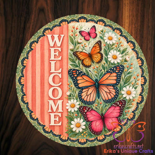 Butterfly Welcome Door Sign - Door Sign
