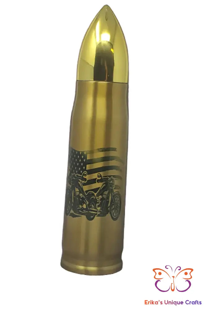 Biker US Flag Bullet Thermos - Erikas Crafts