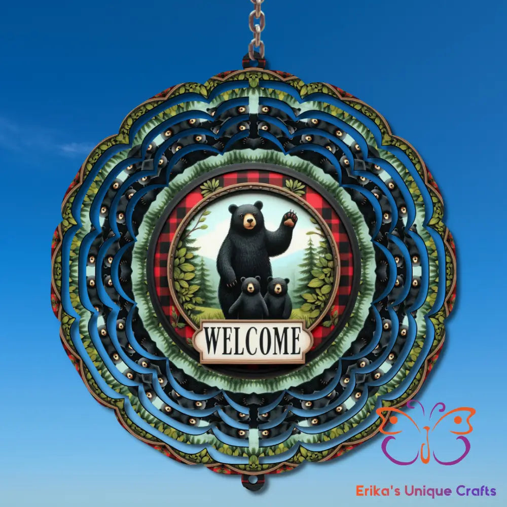Black Bear and Cubs Wind Spinner Wind Spinner