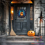 Black Cat Haunting Round Hanging Door Sign Door Sign