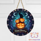 Black Cat Haunting Round Hanging Door Sign Door Sign