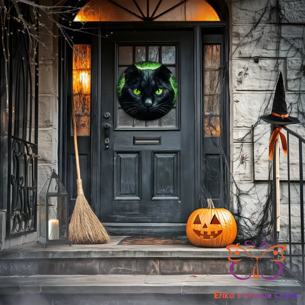 Black Cat Round Hanging Door Sign Door Sign