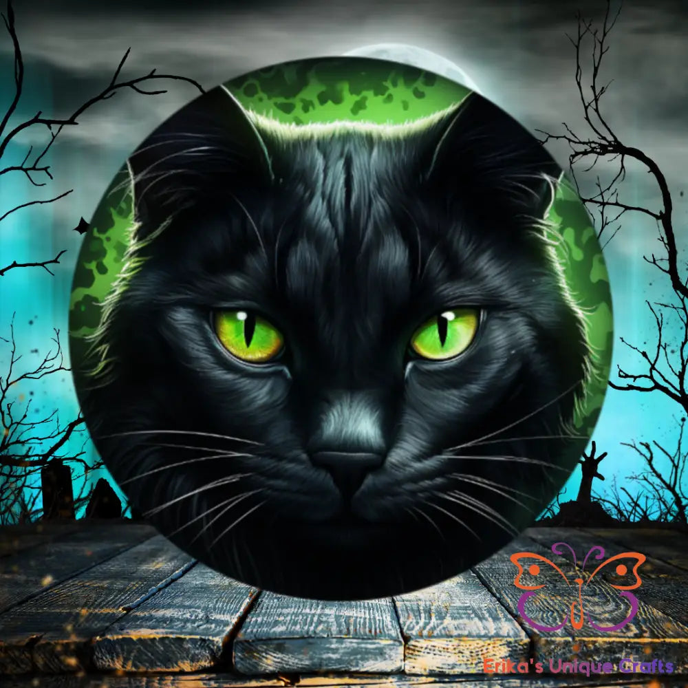 Black Cat Round Hanging Door Sign Door Sign