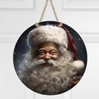 Black Santa Round Hanging Door Sign - Door Sign