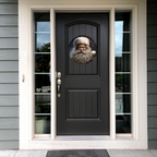 Black Santa Round Hanging Door Sign - Door Sign
