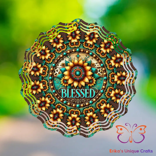 Blessed Sunflower Turquoise Wind Spinner Wind Spinner
