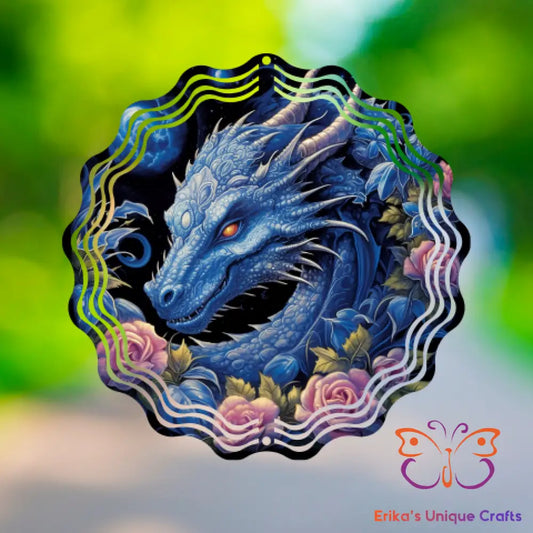 Blue Floral Dragon Wind Spinner Wind Spinner