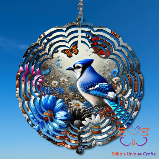 Bluejay Floral Butterflies Wind Spinner Wind Spinner
