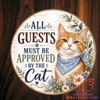 Orange Tabby All Guests Cat Metal Door Sign