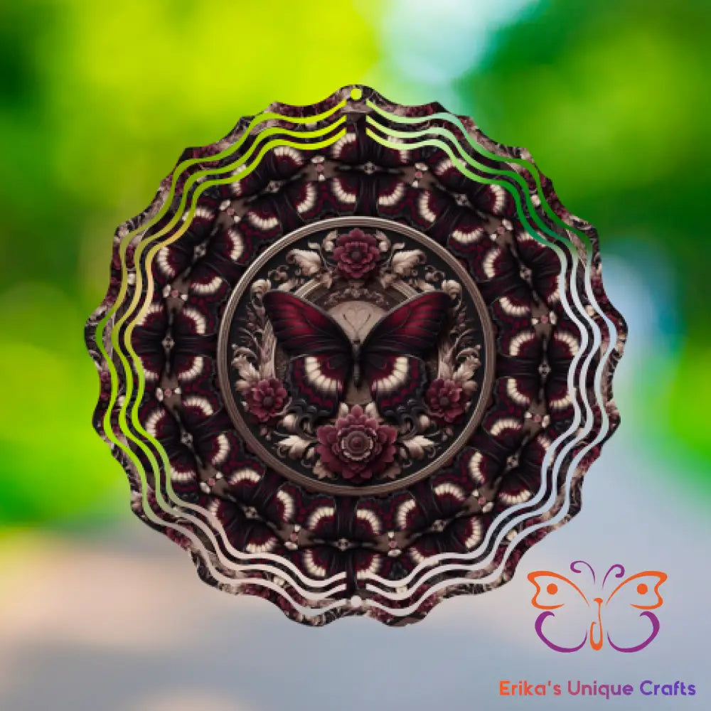 Burgundy Butterfly Wind Spinner Wind Spinner