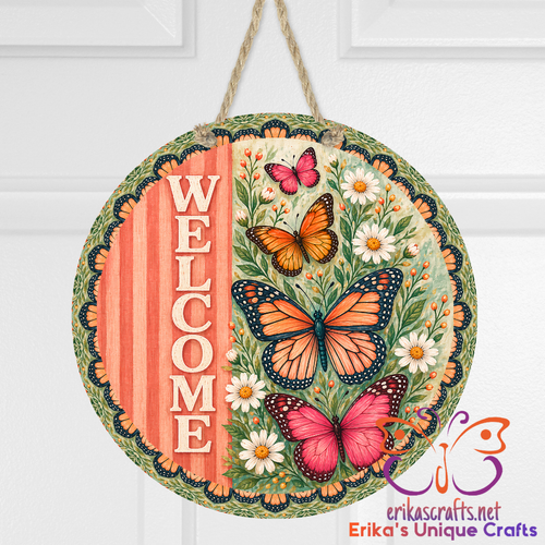 Butterfly Welcome Door Sign - Door Sign