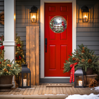 Cardinal and Barn Round Hanging Door Sign - Door Sign