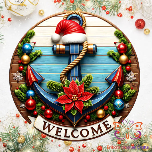 Christmas Anchor Round Hanging Door Sign Door Sign