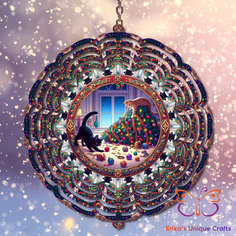 Christmas Tree Cats Wind Spinner Wind Spinner