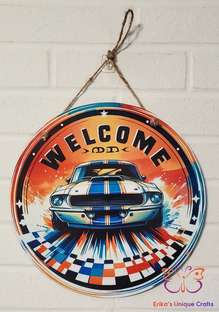 Classic Mustang Round Hanging Door Sign Door Sign