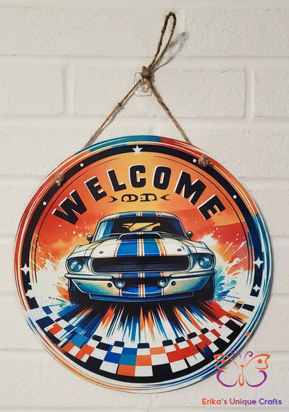 Classic Mustang Round Hanging Door Sign Door Sign