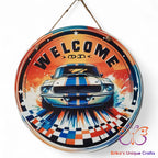Classic Mustang Round Hanging Door Sign Door Sign
