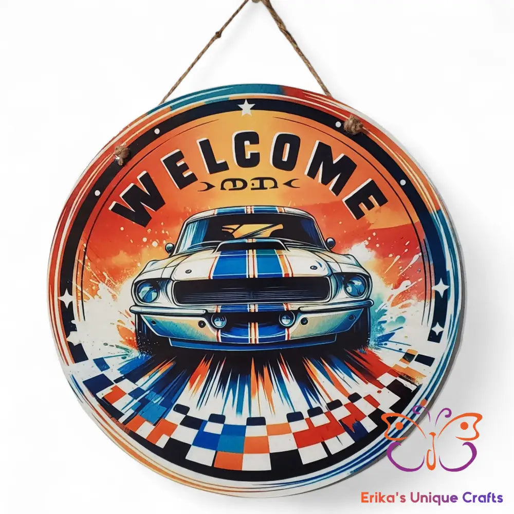 Classic Mustang Round Hanging Door Sign Door Sign