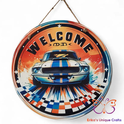 Classic Mustang Round Hanging Door Sign Door Sign