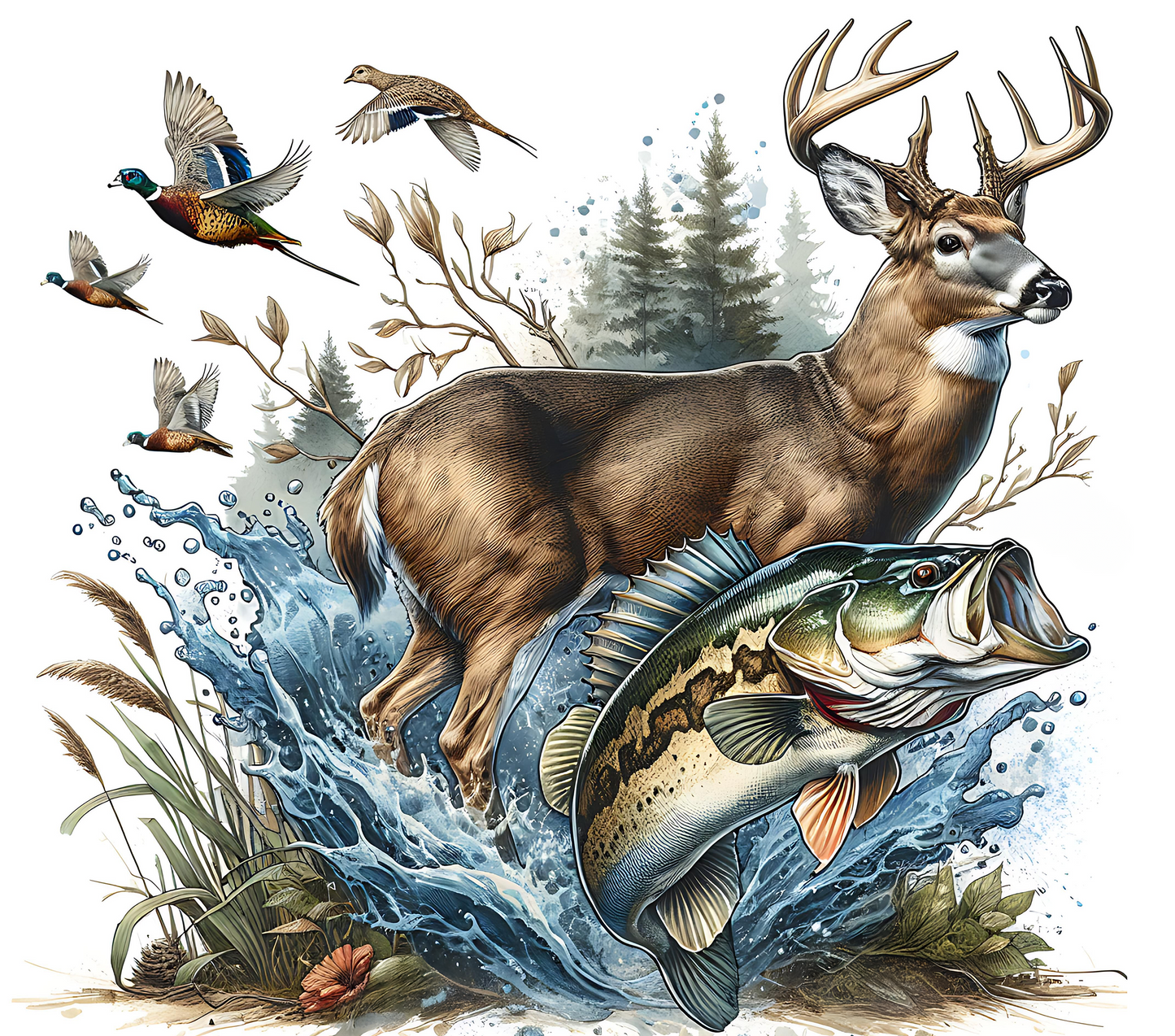 Color Running Buck Fish Game Bullet Thermos Tumbler