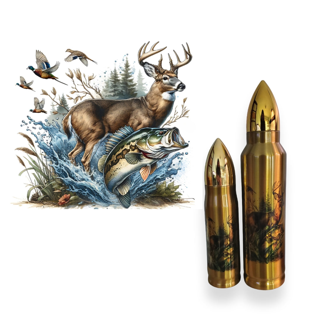 Color Running Buck Fish Game Bullet Thermos Tumbler
