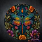 Colorful Dragonfly Lily Metal Door Sign