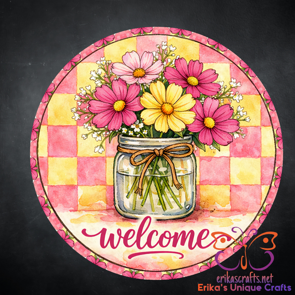 Cosmos Flowers In A Jar Door Sign