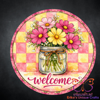 Cosmos Flowers In A Jar Door Sign