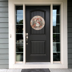 Country Merry Christmas Snowman Round Hanging Door Sign