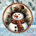 Country Snowman Round Hanging Door Sign Door Sign