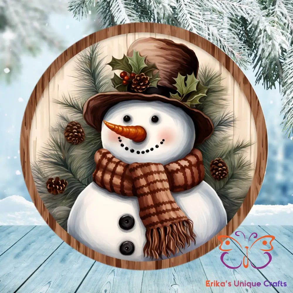 Country Snowman Round Hanging Door Sign Door Sign
