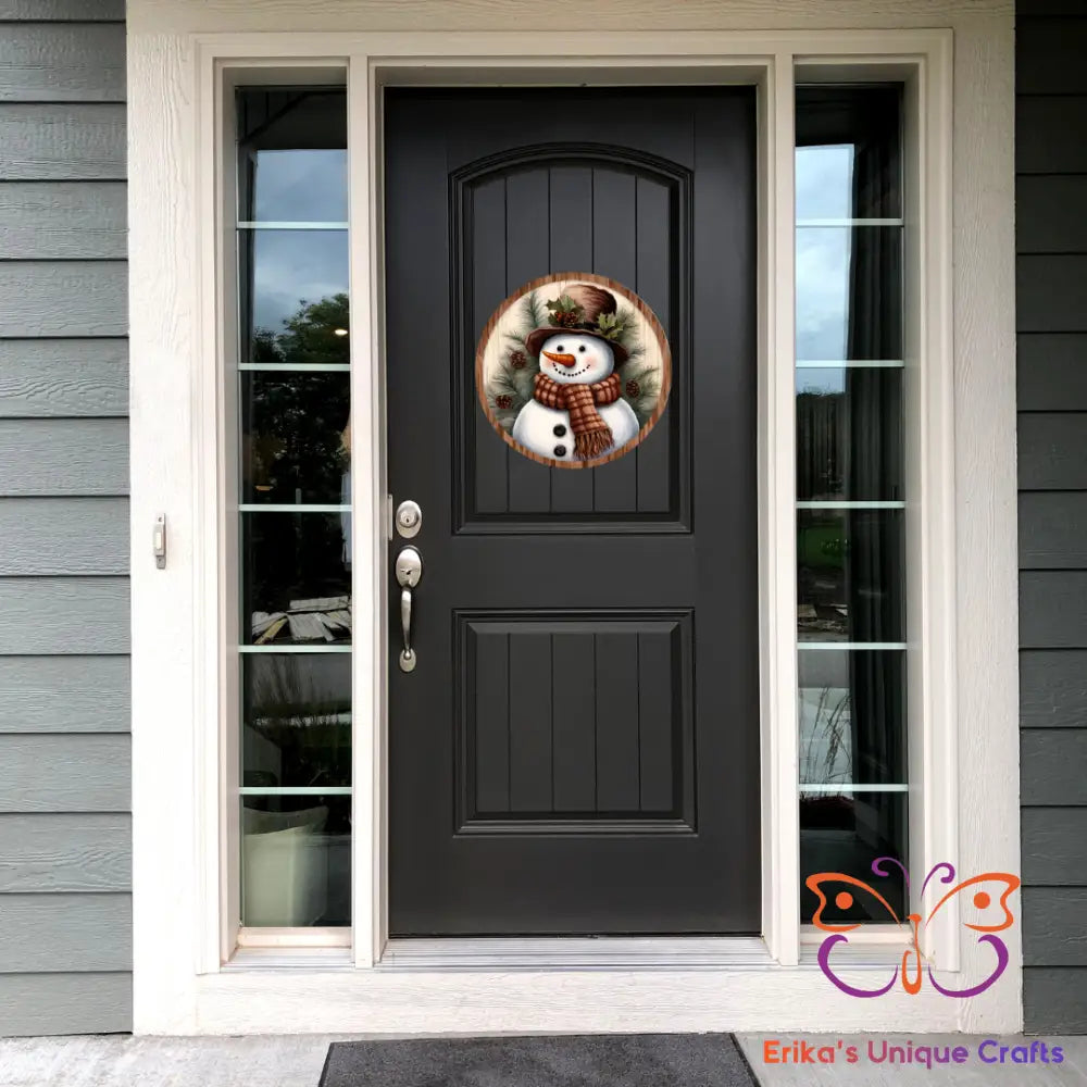 Country Snowman Round Hanging Door Sign Door Sign