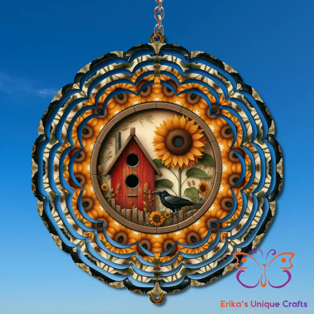 Crow Birdhouse Sunflower Wind Spinner Wind Spinner