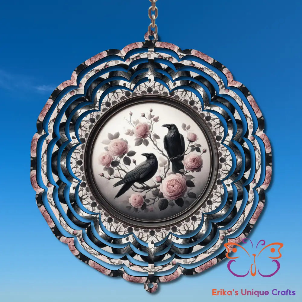 Crow in Roses Wind Spinner Wind Spinner