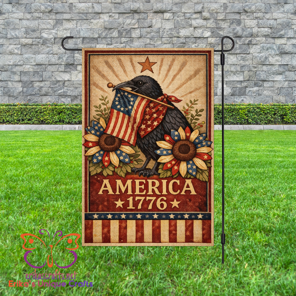 Primitive Crow American 1776 Garden Flag - Garden Flag