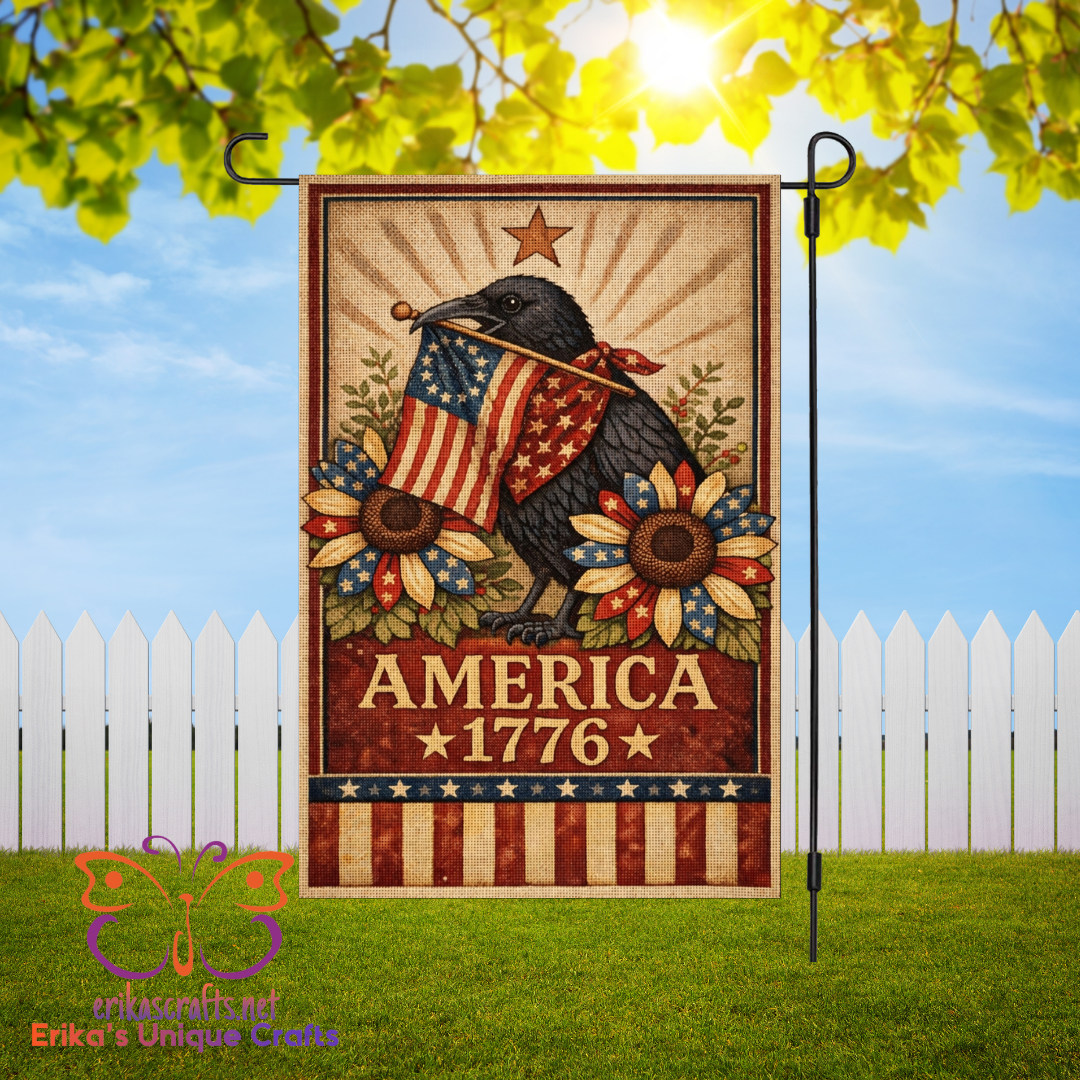 Primitive Crow American 1776 Garden Flag