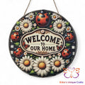 Daisies and Lady Bugs Round Hanging Door Sign Door Sign