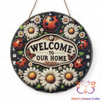 Daisies and Lady Bugs Round Hanging Door Sign Door Sign