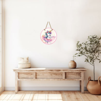 Dancing Unicorn Round Hanging Door Sign - Door Sign