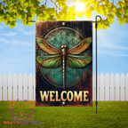 Welcome Dragonfly Garden Flag