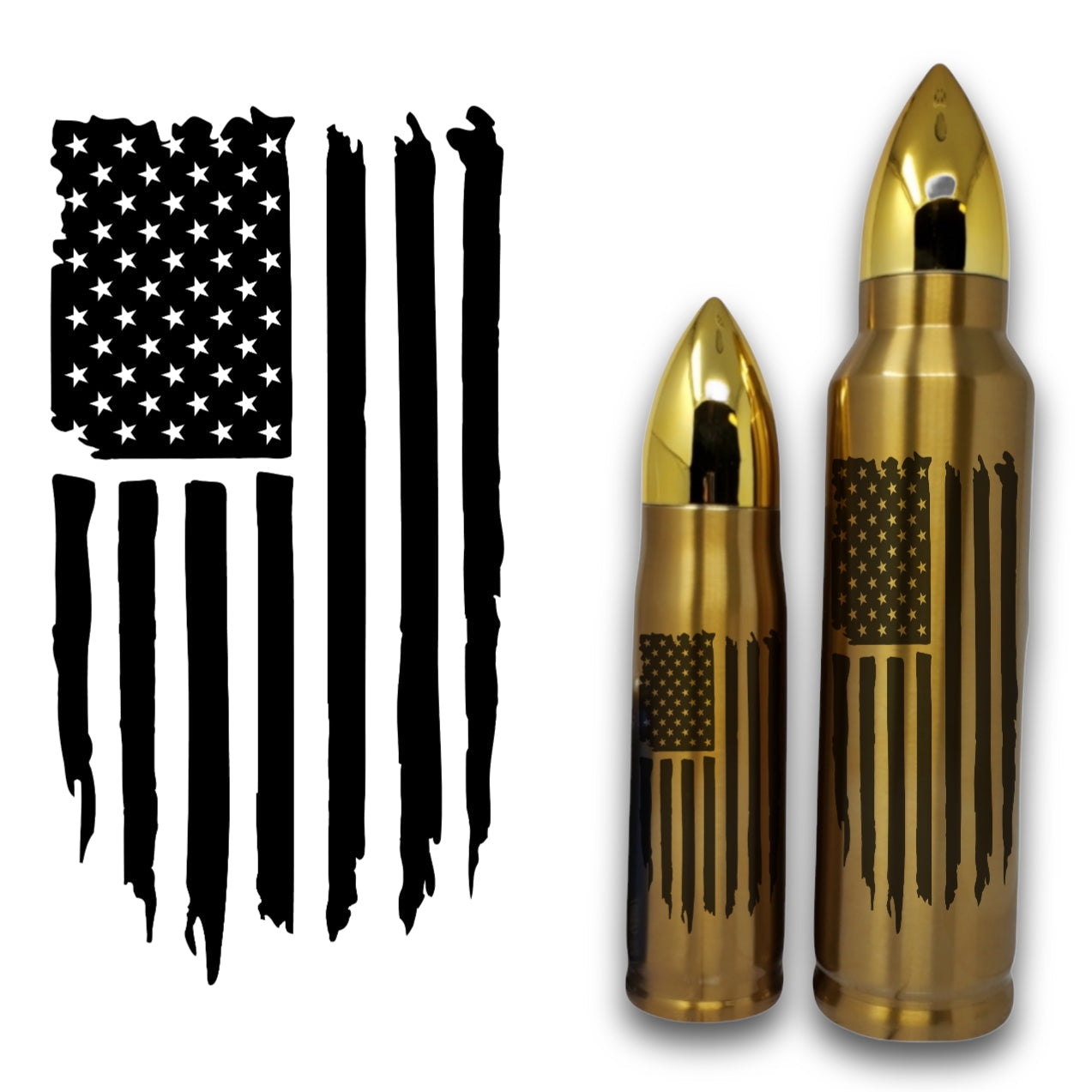 Distressed Flag B/W Bullet Thermos - Bullet Thermos