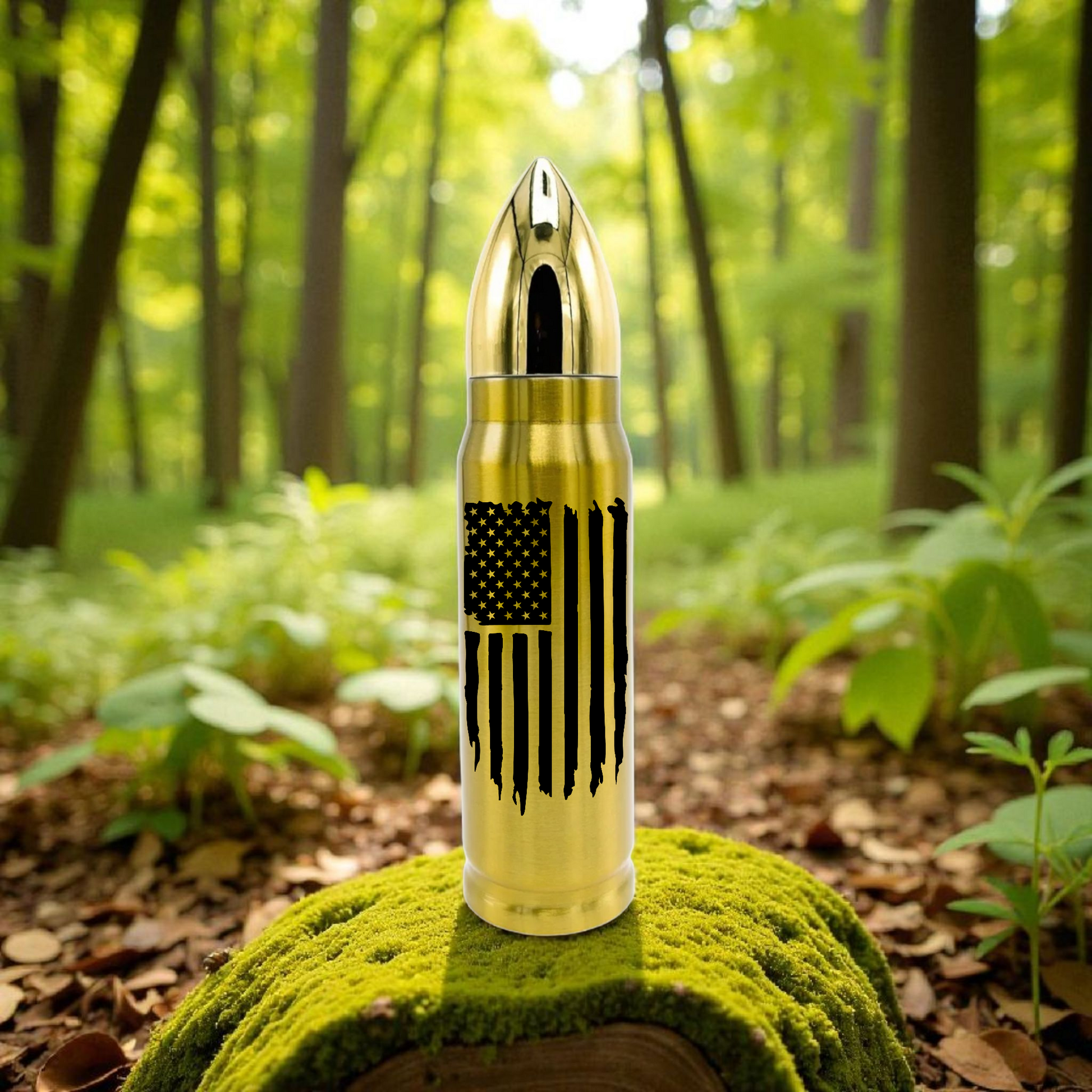 Distressed Flag B/W Bullet Thermos - Bullet Thermos